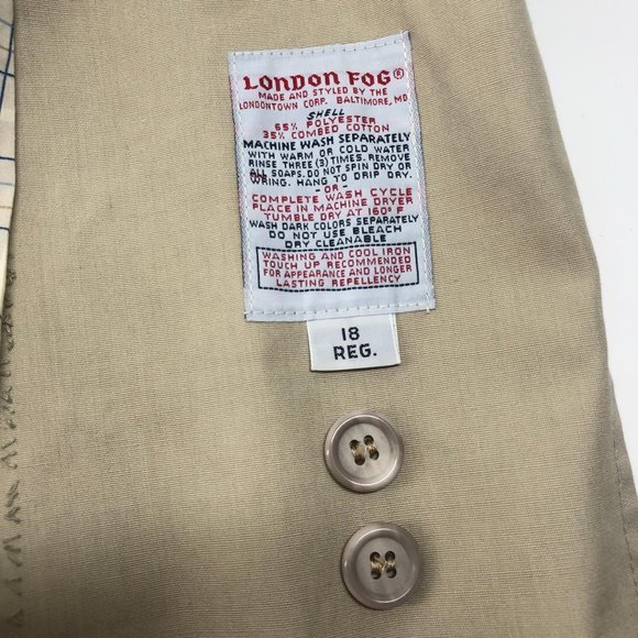 Vtg London Fog Khaki Trench Coat  |  Mens 18 Reg - Picture 7 of 10